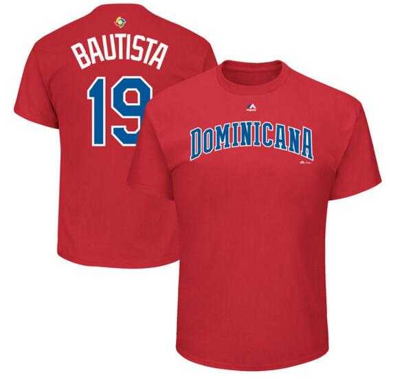 Dominican Republic Baseball 19 Jose Bautista Majestic 2017 World Baseball Classic Name & Number T-Shirt Red,We sell and wholesale Dominican Republic Baseball 19 Jose Bautista Majestic 2017 World Baseball Classic Name & Number T-Shirt Red on line form chian!